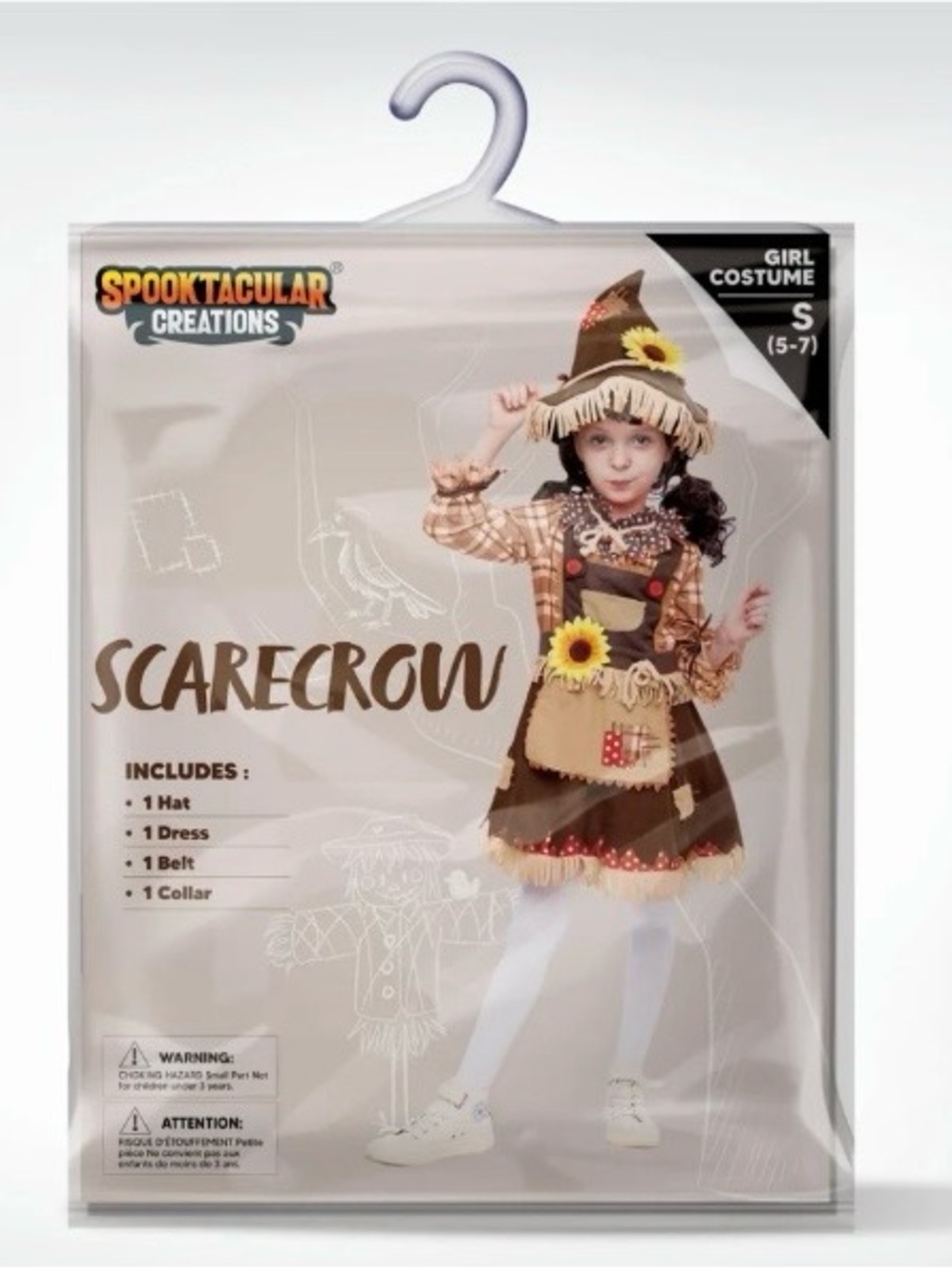 NWT Spooktacular Creations Kids Sunflower Scarecrow Costume Size 3T